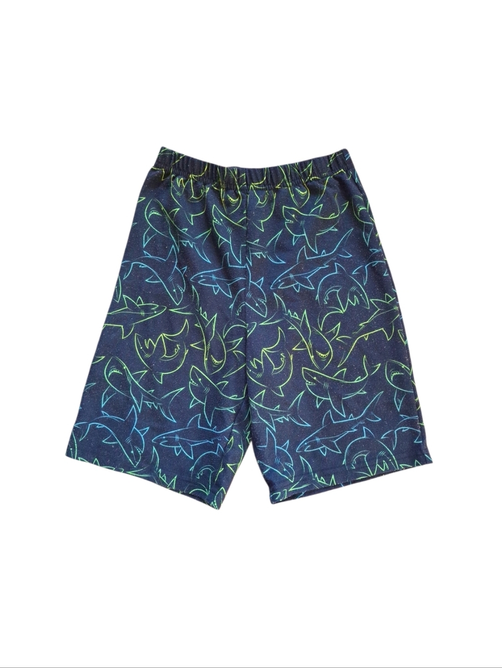 Wonder Nation Navy/Neon Green Shark Print Pajama Shorts/S/6/7